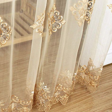 Online Shop Luxury Embroidered Sheer Voile Curtains Window Drapes Cortina for Living Room Door Gold Lace Curtains Tulle Windows | Aliexpress Mobile Round Windows, Ribbon Storage, Cheap Curtains, Living Room Door, Luxury Curtains, Voile Curtains, Window Types, Bedroom Balcony, Professional Advice