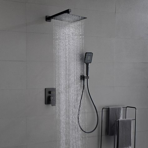 with Rough in-Valve Black Shower Faucet, Power Shower, Shower Holder, Shower Faucet Sets, Rainfall Shower Head, Flush Toilet, Black Shower, Shower Hose, Rainfall Shower