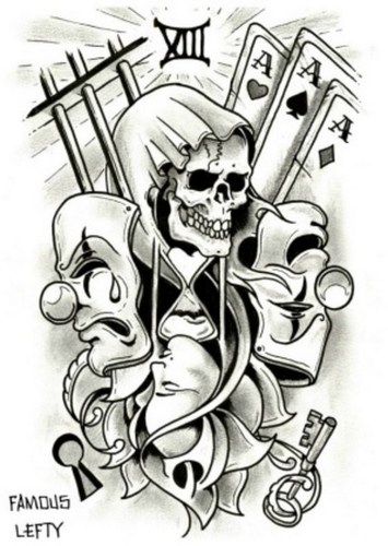 skulls Joker Card Tattoo, Jester Tattoo, Playing Card Tattoos, Backpiece Tattoo, Card Tattoo Designs, Gangsta Tattoos, Clown Tattoo, Skull Coloring Pages, Skull Art Drawing