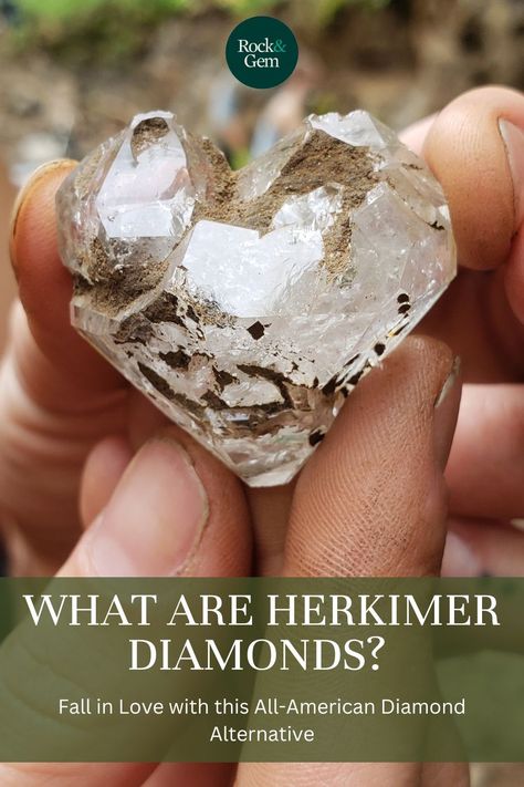 Hand holding a freshly dug Herkimer diamond. Herkimer Diamond Meaning, Rare Engagement Rings, Diamond Meaning, Rare Diamonds, Diamond Facts, Herkimer Diamond Jewelry, Herkimer Diamond Earrings, Herkimer Diamond Ring, Draw People