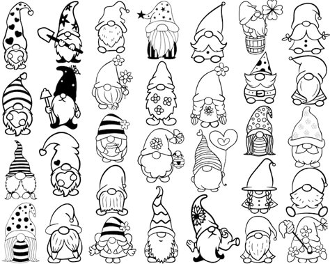 Garden Gnome Svg Bundle, Gnome SVG, Merry Christmas Svg, Cute Garden SVG, Gnome Clipart, Flower Gnomes Svg, Cut Files for Cricut, Silhouette - Etsy Gnome Tattoo Cute, Gnome Tattoos, Christmas Decorations Drawings, Garden Svg, Gnome Ideas, Gnome Images, Fonts Cursive, Tattoo Fonts Cursive, Flash Ideas