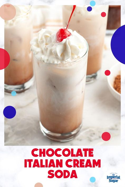 Chocolate Simple Syrup, Limeade Margarita, Italian Sodas, Ice Recipe, Italian Cream Soda, Float Recipes, Italian Chocolate, Homemade Soda, Italian Cream