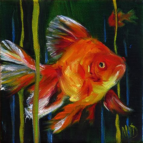 Fish Acrylic Painting, Gold Fish Art, Fish Paintings, Angelfish Painting, Fish Oil Pastel, Gold Fish, Goldfish Artwork, Golden Fish Painting, Paintings Of Fish Acrylics