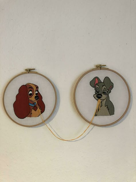 Bee Embroidery, Disney Embroidery, Embroidery Works, Hand Embroidery Projects, Cute Embroidery, Simple Embroidery, Sewing Embroidery Designs, Lady And The Tramp, Hand Embroidery Art