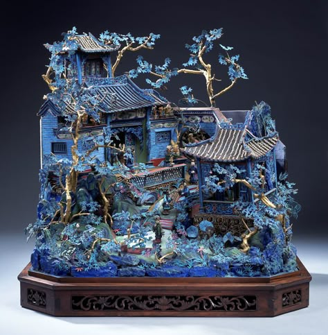 Asian Studies, Chinese Garden, Bone Carving, Asian Antiques, Jade Carving, Qing Dynasty, Kingfisher, Stone Carving, Blue And Gold