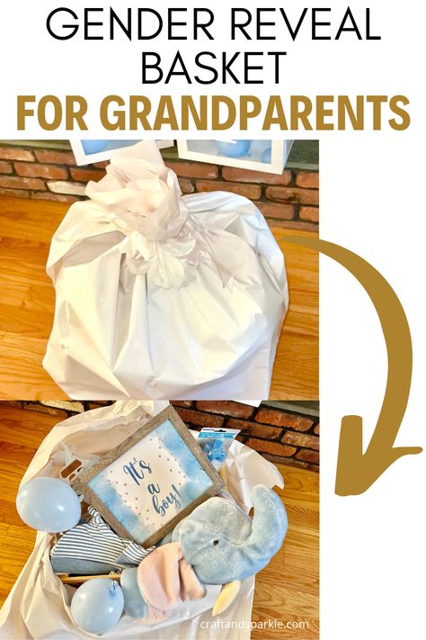 Instead of messy powder or confetti, this easy gender reveal idea puts everything in a crate like a gift. Try this for a socially distant gender reveal with your partner, grandparents, or friends! #genderreveal #boyorgirl Simple Gender Reveal For Grandparents, Grandparents Gender Reveal Ideas, Gender Reveal Gifts For Grandparents, Gender Reveal Ideas For Grandparents, Easy Gender Reveal Ideas, Gender Reveal Box, Simple Gender Reveal, Crate Crafts, Gender Reveal Unique