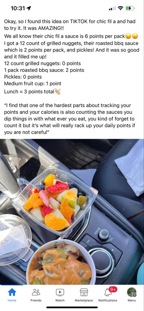 Low Calorie Chickfila, Healthy Chick Fil A Order, Healthy Chickfila Choices, Healthier Options, Lifestyle Change, Fruit Cups, Lunch Recipes Healthy, Work Lunch, Chick Fil A