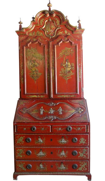 Red 18th Century Portuguese Chinoiserie Secretary. Jewelry Vintage, Antique Furniture, Chinoiserie, On Earth, 18th Century, Modern Furniture, Fashion Art, Fine Jewelry, Doors