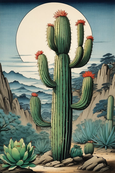 #CactusArt     #UtagawaHiroshige     #JapanesePrint     #WoodblockPrint     #JapaneseArt     #TraditionalArt     #JapaneseCulture     #ArtisticInspiration     #NatureArt     #BotanicalIllustration     #VintageArt     #JapaneseStyle     #ArtHistory     #AsianArt     #CactusIllustration Cactus Western, Western Painting Ideas Easy, Mexican Paintings, Cactus Poster, Cactus Drawing, Cactus Illustration, Utagawa Hiroshige, Cactus Painting, Western Artwork