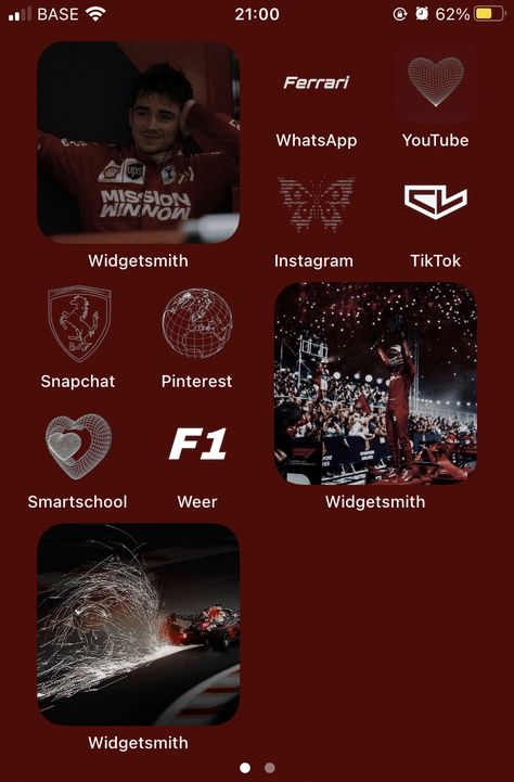 Formula 1 Phone Layout, F1 Phone Layout, F1 Homescreen Ideas, Formula 1 Homescreen, F1 Widgetsmith Ideas, F1 Homescreen, Iphone Makeover, Red Homescreen, Formula 1 Ferrari