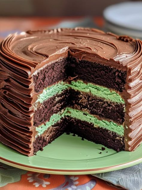 Chocolate Mint Layer Cake, Andes Mint Cake, Roll Desserts, Andes Mints, Mint Desserts, Mint Chocolate Cake, 74th Birthday, Mint Cake, Andes Mint