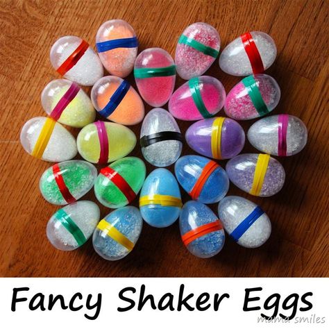 Fancy Shaker Eggs - pretty, fun, and easy to make :) Homemade Musical Instruments, Egg Shakers, Homemade Instruments, Diy Instruments, Preschool Music, Plastic Pellets, Music Crafts, Diy Musical Instruments, Operation Christmas Child