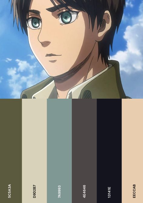 Colour palette Anime Character Color Palette, Anime Colour Palette, Anime Color Palette, Movie Color Palette, Alight Motion, Eren Yeager, Color Spectrum, Ring Ideas, Colour Palettes