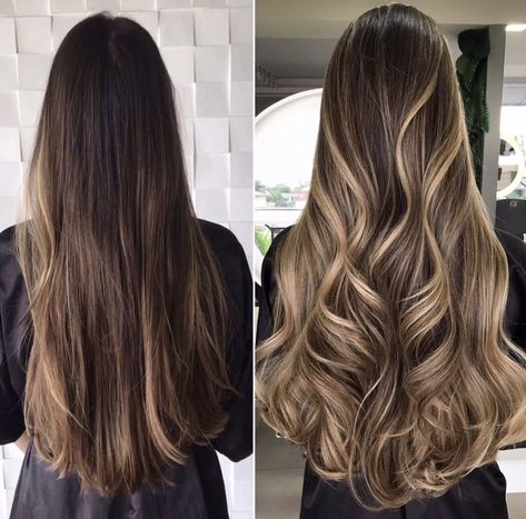 Balyage Long Hair, Balayage Hair Caramel, Balayage Long Hair, Long Hair Highlights, Brown Hair Looks, Brown Hair Inspo, Brunette Hair With Highlights, Gorgeous Hair Color, Brunette Balayage Hair