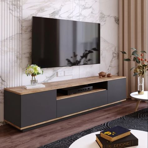 Tv Rack Design, Tv Stand Decor Living Room, Tv Kastenwanden, Tv Stand Decor Ideas, Home Tv Stand, Tv Stand Designs, Tv Stand Decor, Tv Cabinet Design, Sideboards Living Room