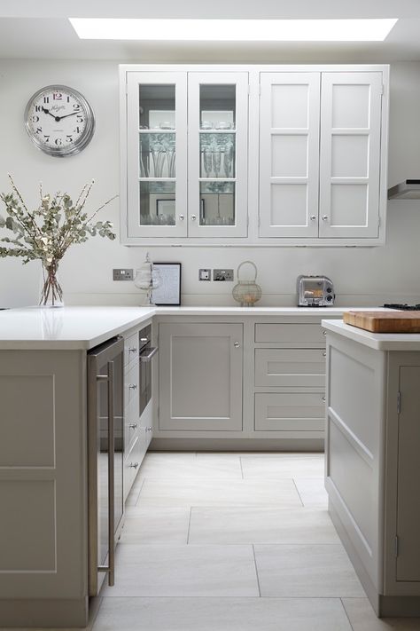 Sarsfeld Road SW12 - Transitional - Kitchen - London - by Blakes London Kitchen London, Blakes London, Shaker Style Kitchen Cabinets, Kitchen Cabinet Trends, Vinyl Flooring Kitchen, Kitchen Floor Tiles Ideas, Серая Кухня, Kitchen Vinyl, White Tile Floor