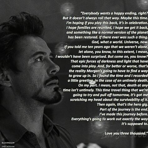 Love you 3000💙 Love You 3000, I Love You 3000, Goodbye Speech, Tony Stark Quotes, Stark Quote, Heart Aches, Toni Stark, Marvel Quotes, Iron Man Tony Stark