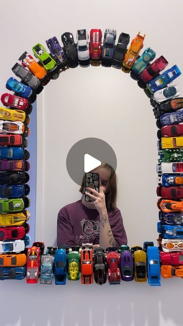 Jess 🫶🏻 on Instagram: "Just out here being crafty 🚗🚙🛻
The mirror and cars were all either from marketplace or thrifting x

#hotwheels #hotwheelscars #hotwheelsmirror #diyprojects #diyhomedecor #fastandfurious #diymirror #thrifted #mightyducks" Hotwheels Room Idea, Hot Wheels Mirror, Hotwheels Christmas Ideas, Hotwheels Mirror Diy, Hot Wheels Shadow Box Car Storage, Hot Wheel Collection Wall, Hot Wheels Monster Truck Storage, Xavier Wulf, Car Room