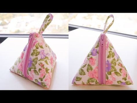 How To Make A Triangle Pouch | Sewing Project Idea - YouTube Triangle Pouch, Pouch Sewing, Triangle Bag, Sewing Bags, Half Square Triangle, You Tube, Pocket Book, Sewing Project, Coin Pouch