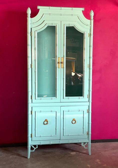 Bamboo China Cabinet, House Bars, Beach House Bar, Cabinet Molding, Bamboo Cabinets, Condo Furniture, Painted Bamboo, Cabinet Style, Bamboo Design