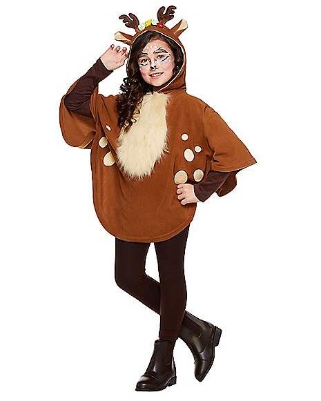 Kids Faux Fur Deer Poncho - Spirithalloween.com Kids Deer Costume, Diy Reindeer Costume, Deer Costume Diy, Pirate Costume Couple, Reindeer Costumes, Deer Costume For Kids, Homemade Mermaid Costumes, Animal Costumes For Kids, Halloween Costumes Plus Size