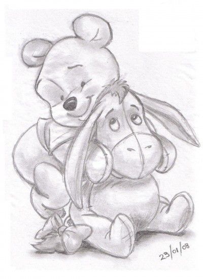 Winnie The Pooh And Eeyore, Pooh And Eeyore, Disney Drawings Sketches, Disney Art Drawings, Winnie The Pooh Friends, Pooh Baby, Disney Sketches, Disney Tattoos, Ideas Quotes