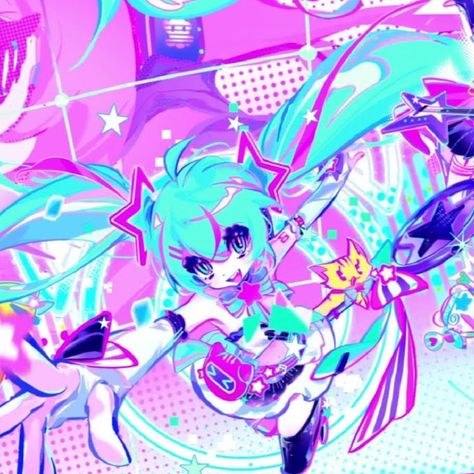 Hatsune Miku Muse Dash, Scene Hatsune Miku, Miku Muse Dash, Muse Dash Art, Muse Dash, Purple Pfp, Miku Icon, Miku Hatsune Chibi, Bright Colors Art