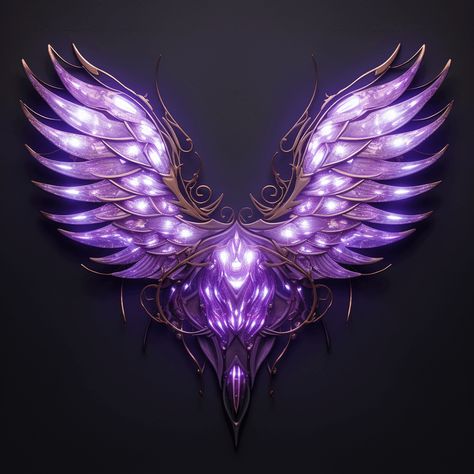 Purple Wings Angel, Purple Angel Wings, Abbey Aesthetic, Purple Angel, Purple Wings, Wings Icon, Wing Jewelry, Creatures Art, Royal Aesthetic