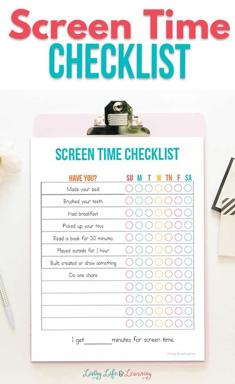 Do your kids spend too much time on screens? Manage their screen time easier with this summer screen time checklist printable.    #kidsscreentime #healthykids #summer #screentimechecklist #livinglifeandlearning Summer Screen Time Checklist, Screen Time Rules Printable, Screen Time Checklist, Screen Time Chart, Screen Time Rules, Summer Checklist, Family Resources, Rules For Kids, Children Education