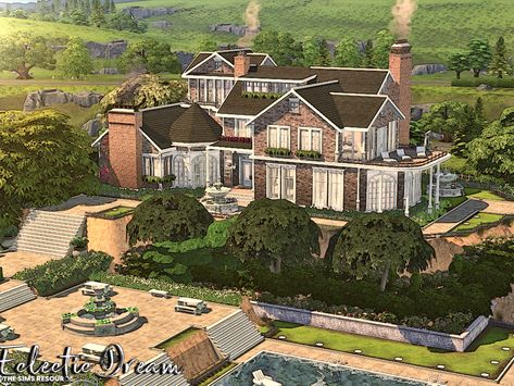 Sims 4cc House, Old Money House Sims 4, Sims 4 Old Money House, Sims Old Money, Sims 4 Luxury House, Sim4 House, Game House Design, Sims 4 Old Money Cc, Sims 4 Farmhouse