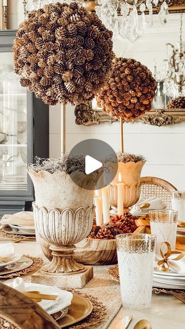 Returning Grace Designs | Stephanie Leleux on Instagram: "🤎 DIY Pinecone Topiaries 🤎  I’ve wanted to make these Pinecone topiaries for so long and I was determined to make it happen this year! These are so unique and added so much neutral texture here in the dining room! I have lots of projects to share over the next week before the dining room reveal next Friday so stay tuned for all of those heading your way!   I shared more videos & tips in stories over on  @americanfarmhousestyle for Farmhouse Friday with Stephanie. Comment TOPIARY and I’ll send you the supply list 🤎 Blog post coming soon!   Happy Friday Y’all!   #americanfarmhousestyle #cottagestyle #cottagesandbungalows #magnolianetwork #vintagestyle #cottagefarmhouse #fridayflowers #farmhousefriday #cottagecore #cottagefarmhouse Topiary Diy, American Farmhouse Style, Diy Pinecone, Next Friday, Cottages And Bungalows, Pine Cone Decorations, Fall Time, Cottage Farmhouse, Rooms Reveal