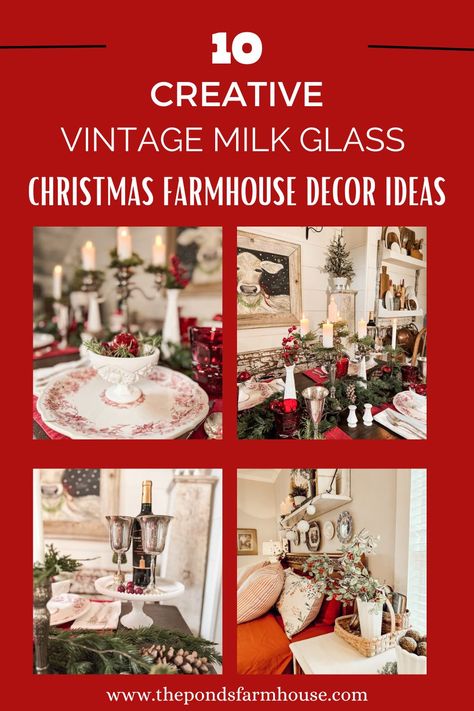 10 Creative Vintage Milk Glass Christmas Farmhouse Decor Ideas Decorating With Milk Glass Ideas Christmas, Decorating With Milk Glass For Christmas, Milk Glass Christmas Centerpiece, Vintage Milk Glass Christmas Decor, Christmas Milk Glass Decor, Milkglass Decorating Christmas, Milk Glass Christmas Decor, Decorating With Milk Glass Ideas, Christmas Farmhouse Decor Ideas