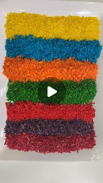 Eknit ਕੌਰ Sahai ਕੌਰ on Instagram: "🌈RAINBOW RICE - sensory play🌈 Who knew that rice could be a so much fun n sensory play coloured rice for kids. . . Here is one of the easiest way to make rainbow rice for sensory play n educational activities.  🌈Rainbow Rice recipe🌈 2 cups rice (Per color you make) 2 tablespoon white vinegar 10+ drops of food coloring Measuring spoon Ziplock bags  Scoop two cups rice into each of your zip lock bags, add 2 tablespoons vinegar and food coloring. Lock it up and mix,then allow to dry out Repeat for other colours  Once completelydry, pour all the colours into tray or glasses or containers    Let the fun begin🌈  It’s good for hand eye coordination , fine motor skills,problem solving skills" Color Rice Diy, Coloured Rice Activities, Coloured Rice, Sensory Rice, Rainbow Rice, How To Boil Rice, Hand Eye Coordination, Rangoli Colours, Rice Mix