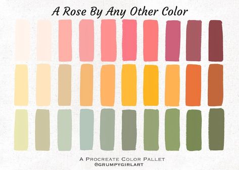 GrumpyGirlArts - Etsy Canada Color Pallets With Hex Codes Goodnotes, Colour Palette Hex Codes Pastel, Procreate Gradient Color Palette, Pink Color Palette Procreate, Pastel Rainbow Color Palette Hex Codes, 30 Color Palette, Pallet Color, Brand Colour Schemes, Procreate Palette