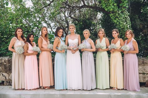 Bridesmaids In Pastel Colors, Dusty Pastel Bridesmaid Dresses, Pastel Coloured Bridesmaid Dresses, Multi Color Bridesmaid Dresses Pastel, Pastel Pink Bridesmaids Dresses, Pastel Color Wedding Theme Bridesmaid Dresses, Bridesmaids Dresses Pastel Colours, Bridemades Dresses Color, Pastel Colours Dress