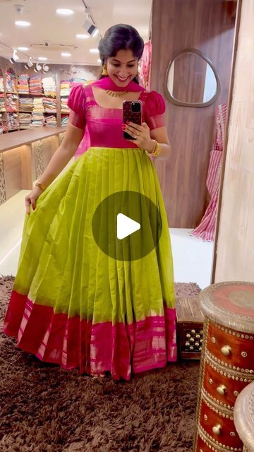 Convert Saree Into Gown, Saree Converted To Gown, Saree To Gown Convert, 5 Year Anniversary, Diwali Sale, Green Saree, Bridal Stores, Anarkali Suits, Video Call