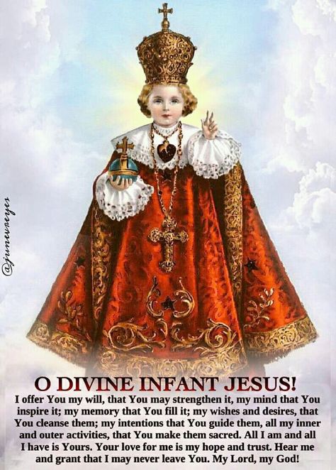 Infant Jesus Images, Infant Jesus Prayer, Infant Jesus Novena, Divine Infant Jesus, Sf Wallpaper, Vintage Holy Cards, Infant Of Prague, Dad In Heaven, Novena Prayers