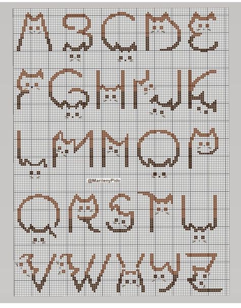 Simple Cat Tattoo, Line Art Simple, Cat Tattoo Ideas, Alphabet Patterns, Cross Stitch Alphabet Patterns, Cross Stitch Fonts, Cat Tattoo Designs, Cross Stitch Letters, Embroidery Alphabet