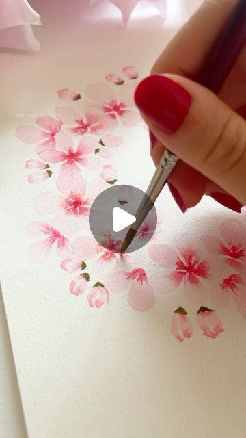 Kawai | Watercolour • Lettering on Instagram: "Cherry Blossoms for Spring 🌸  Sharing these flowers I previously painted but still really love 🩷   I haven’t had much time to paint lately when there’s enough daylight and also haven’t really painted anything worth uploading. But I hope I can share more little pieces now that it doesn’t get dark as early 😊  . . .  #cherryblossom #springflowers #watercolorflowers #watercolorflorals #easyart #simpleart #watercolor #flowerpainting #watercolour #flowers #painting #aquarelle #aquarela #relaxingart #arttutorial #watercolorpainting" Watercolour Flowers Painting, Cherry Blossom Watercolor, Watercolour Flowers, Relaxing Art, Watercolor Lettering, Cherry Blossom Flowers, Simple Art, My Favorite Part, Brush Strokes