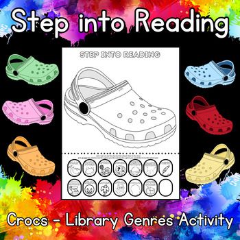 Students will color their Croc shoe and then add genre charms to it. It is suggested that they add AT LEAST two - their favorite genre to read and one that they are interested in trying this school year. It also includes a blank charm they can design to represent their personal interests.Students will glue the charms onto the shoe after coloring, then cut along the dotted line. This is a fun art project that ties back into library genres and reading. It would be great to display in the hallways Library Genre Displays, Library Activities Elementary, Back To School Library Displays, Library Room Ideas School, Elementary Library Decor, Back To School Library, Librarian Ideas, Intermediate Classroom, Cozy Classroom