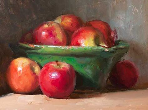 Bowl Of Apples, Still Life With Apples, Fruit Artwork, Apple Painting, Apple Art, Still Life Fruit, Figurative Artwork, Still Life Oil Painting, Fruit Painting