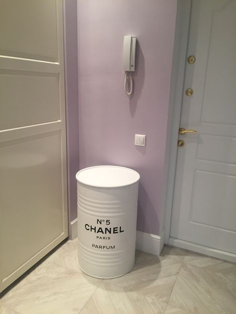 Hallway. Chanel barrel. Pink walls Chanel Barrel, My Sweet Home, Pink Walls, Beauty Blender, Small Trash Can, Trash Can, Hallway, Barrel, Sweet Home