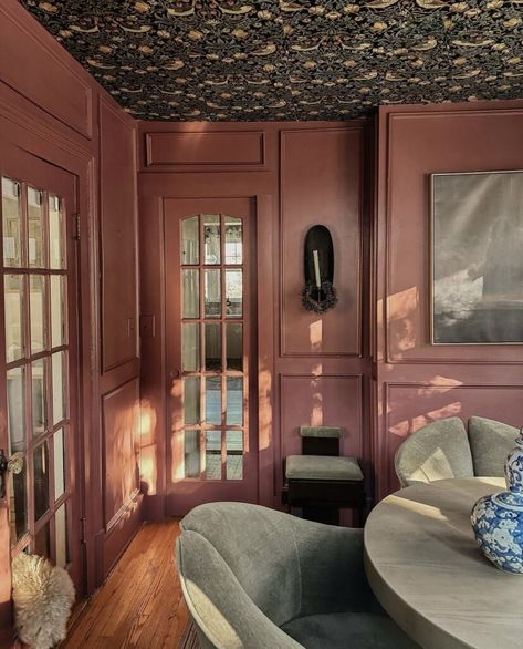 11 Best Moody and Romantic Bedroom Paint Colors Dark Berry Paint Color, Romantic Mauve Bedroom, Moody Nursery Paint Colors, Aesthetic Paint Colors For Bedroom, Wallpaper Statement Wall Bedroom, Brown Bedroom Paint Ideas, Deep Pink Room, Rich Moody Paint Colors, Colorful Moody Bedroom