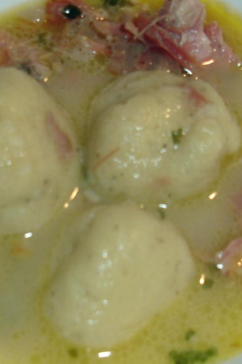 Ham Soup and Cornmeal Dumplings Appalachian Recipes, Cornmeal Recipes, Bread Dumplings, Cornmeal Dumplings, Ham Bone, Ham Soup, Ham And Beans, Dumplings For Soup, Dumplings Recipe