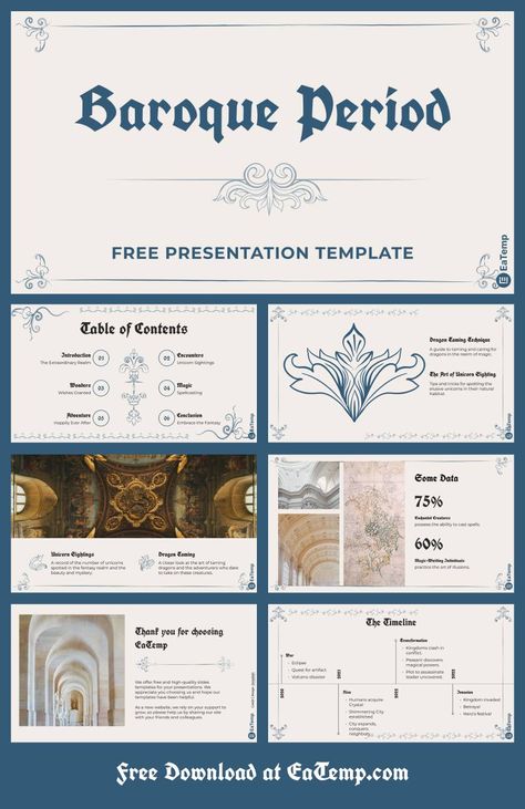 Slide Themes, Baroque Period, Google Slides Theme, Baroque Design, Creative Poster, Ppt Presentation, Creative Poster Design, Powerpoint Slide, Google Slides Themes