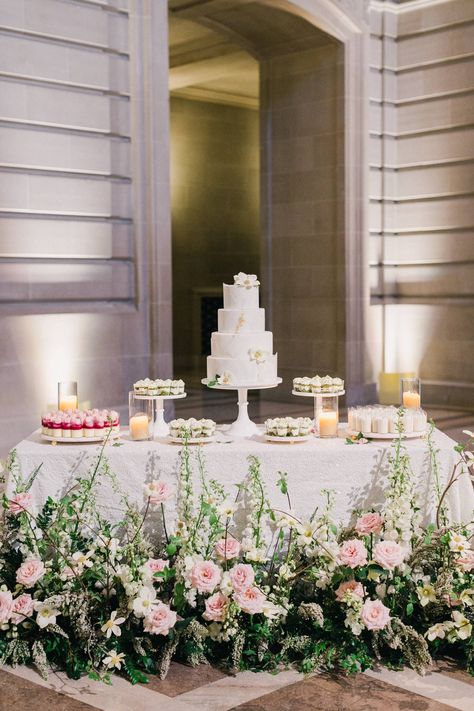 Romantic modern wedding at San Francisco City Hall with stunning florals via Magnolia Rouge White Weddings Reception, European Garden, Aisle Flowers, San Francisco City Hall, San Francisco City, City Hall Wedding, Amazing Wedding Cakes, Simple Wedding Cake, Welcome To Our Wedding