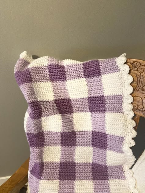 Excited to share this item from my #etsy shop: Purple Plaid Baby Blanket Purple Knitted Blanket, Crochet Blanket Aesthetic, Purple Crochet Projects, Purple Crochet Blanket, Crochet Blanket Diy, Crochet Blanket Tutorial, Crochet Purple, Plaid Crochet, Crochet Blanket Pattern Easy