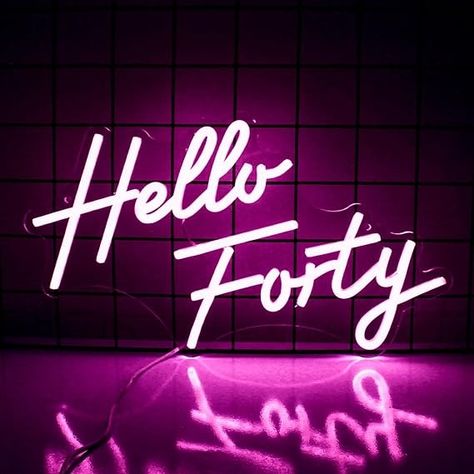 Amazon.com : Hello Forty Neon Sign 40th Birthday Dimmable Neon Sign Pink Letters Neon Lights For Bedroom Decor USB Hanging Sign For Home Apartment Office Beauty Salon Decor : Tools & Home Improvement Alphabet Wall Decor, Hello Forty, Old Neon Signs, Neon Lights Bedroom, Neon Letters, Forty Birthday, Birthday Wall, Neon Lamp, Apartment Office