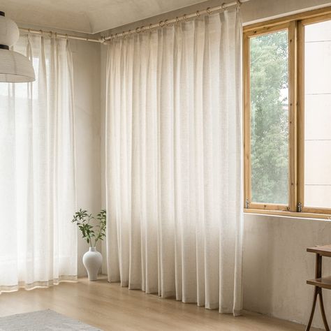 MAIHER Faux Linen Pinch Pleated Drapes for Living Room, Light Filtering Curtain Panels 96 Inches Long with Hooks for Traverse Rod and Track (Linen, 1 Panel, 72 W x 96 L) : Amazon.co.uk: Home & Kitchen Patio Door Drapes, Pinch Pleated Curtains, Sheers Curtains Living Room, Pinch Pleat Drape, Pleated Drapes, Pinch Pleat Curtains, Sheer Curtain Panels, Sliding Patio Doors, Sheer Drapes