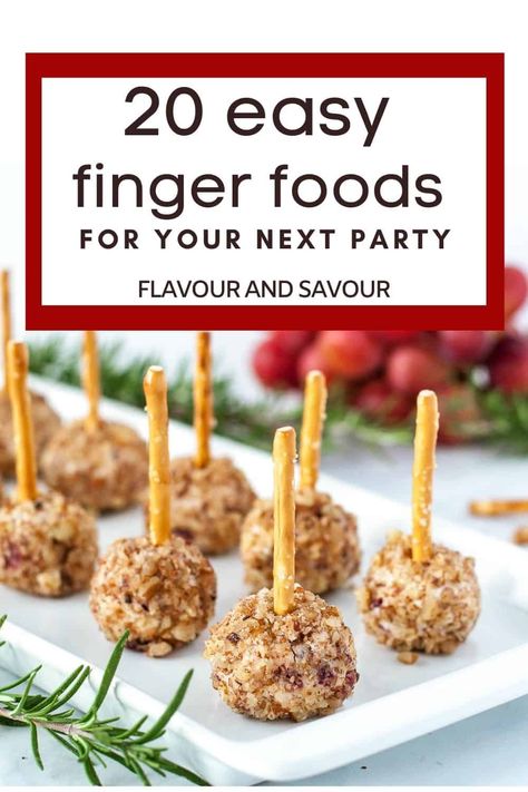 Finger foods are fun foods! Here's a collection of 20 Easy Finger Food Appetizers that your friends will love. Most of these appetizer recipe ideas are gluten-free, many are vegetarian, paleo or keto! You'll find something for everyone in this round-up of finger food recipes. Recipes To Impress Guests, Fun Finger Foods, Gluten Free Finger Foods, Cheeseball Recipes, Breakfast Finger Foods, Vegetarian Finger Food, Mini Cheese Balls, Toothpick Appetizers, Easy Make Ahead Appetizers